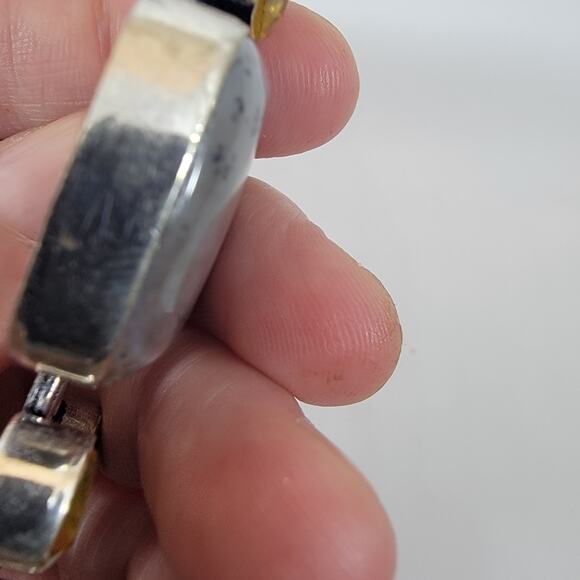 Handmade Silver Pendant with Dendritic Opal and Faceted Citrine Accents - Picture 9 of 10